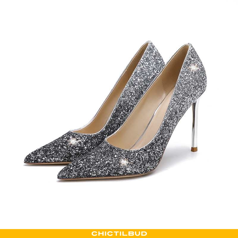 Høje højhælede sko dame glitter forårs chictilbud.com