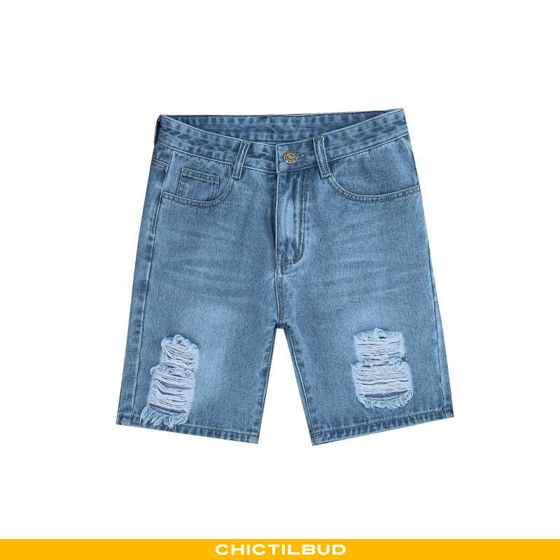 Jeans Herre Shorts Denim Tynd Blå