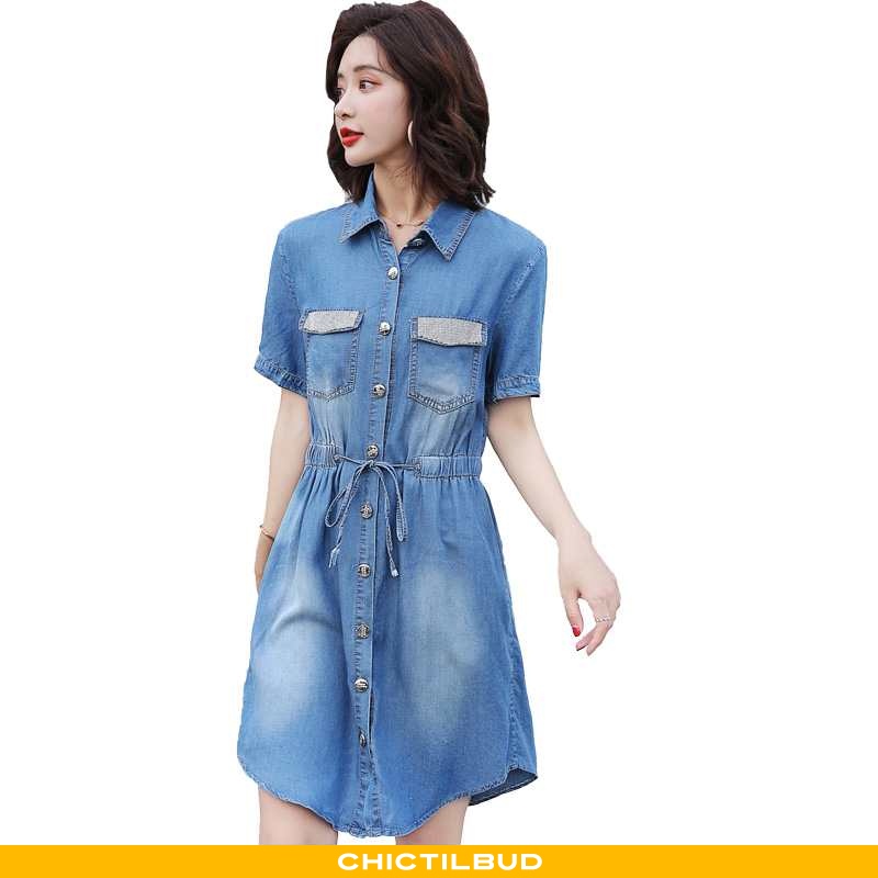 Kjoler Dame Kjole Denim Casual Ny