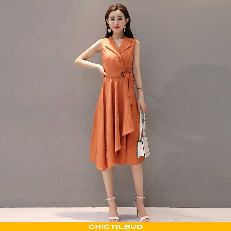 Kjoler Dame Kjole Skinny Orange