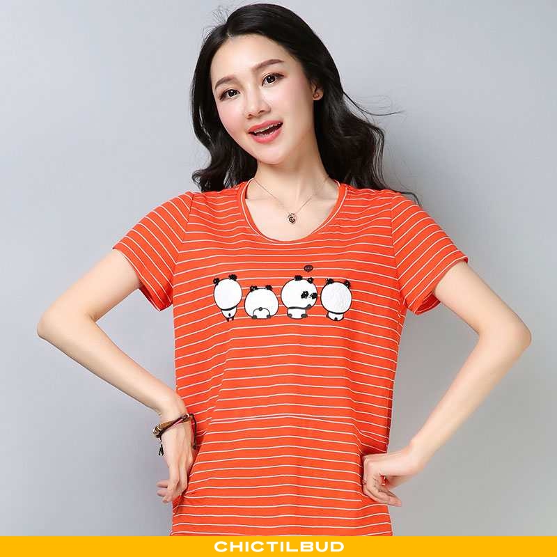 T-shirts Dame Stribet Alt Matcher Orange