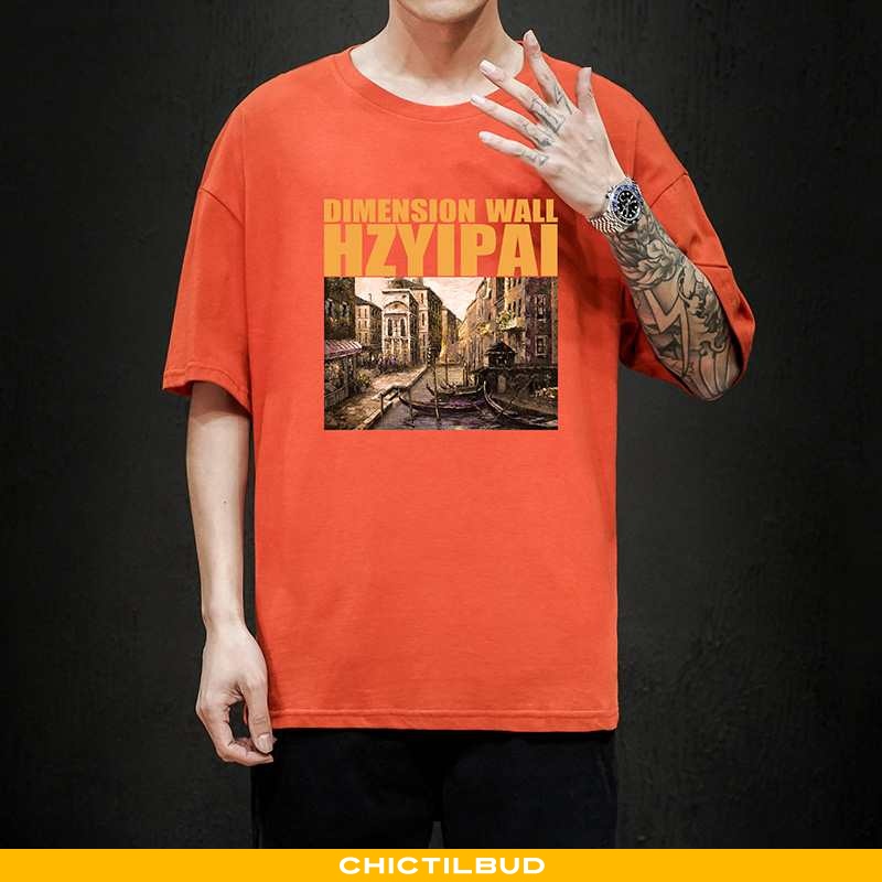 T-shirts Herre Bomuld Kortærmet Orange
