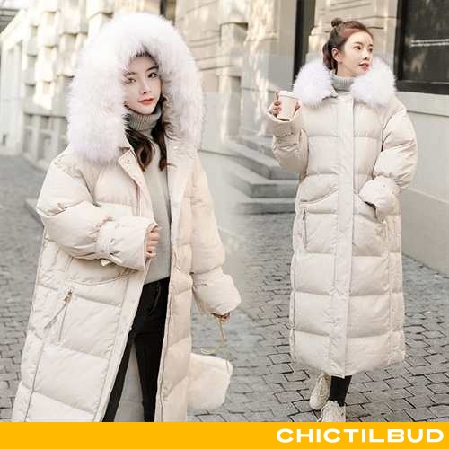 Bomuld jakke bomuldsjakke vinterjakke dame casual mode behagelige med trend vinter lang beige - chictilbud.com